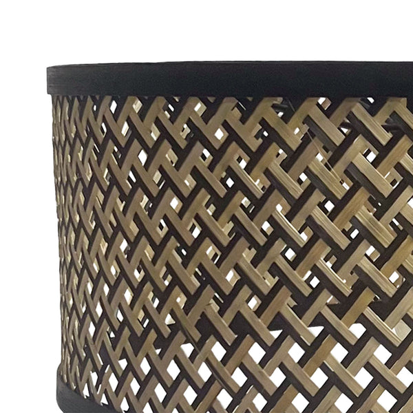 Vloerlamp stang 4818zw - zwart armatuur met bamboe kap