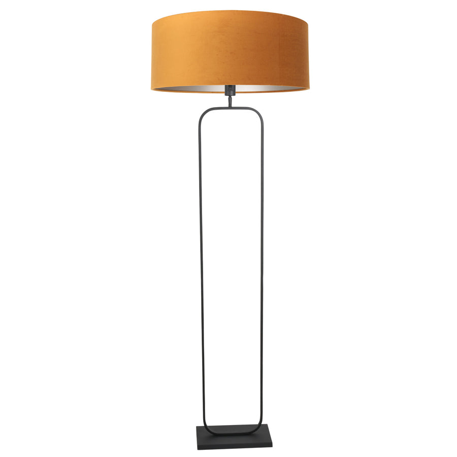 Vloerlamp stang 4821zw - zwart armatuur met gouden velours kap