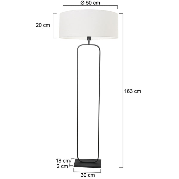 Vloerlamp stang 4822zw - zwart armatuur met wit linnen kap
