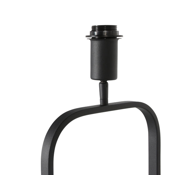 Vloerlamp stang 4823zw - zwart armatuur met grijs linnen kap