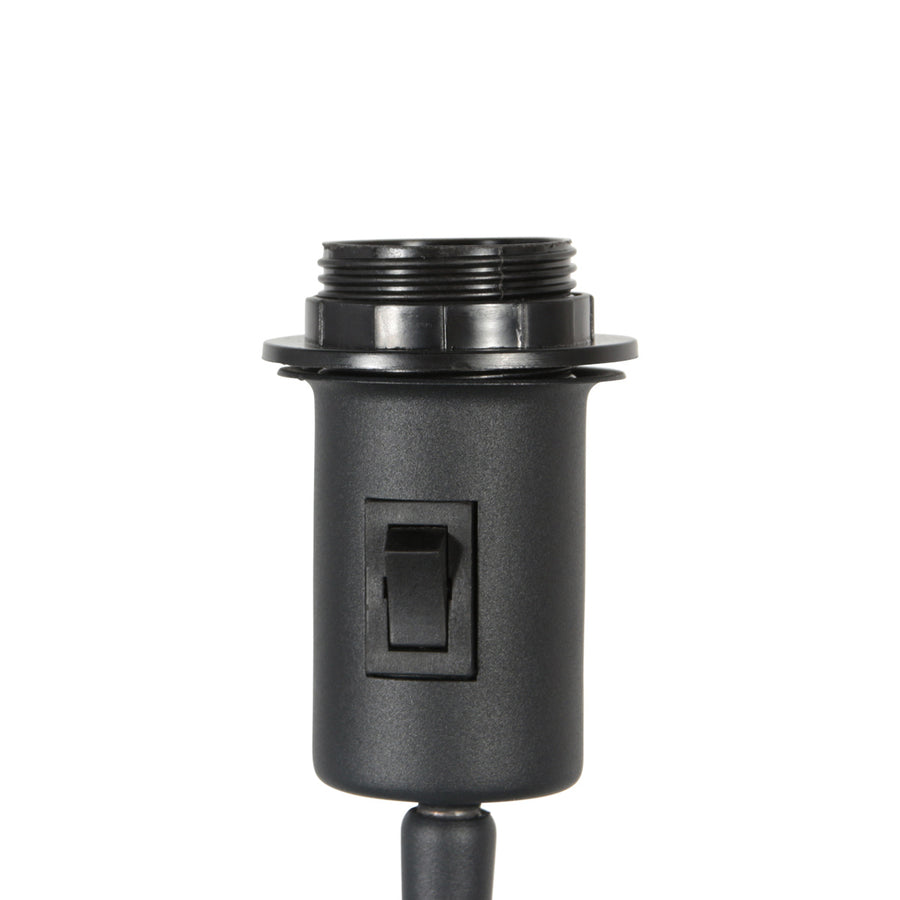 Vloerlamp stang 4823zw - zwart armatuur met grijs linnen kap