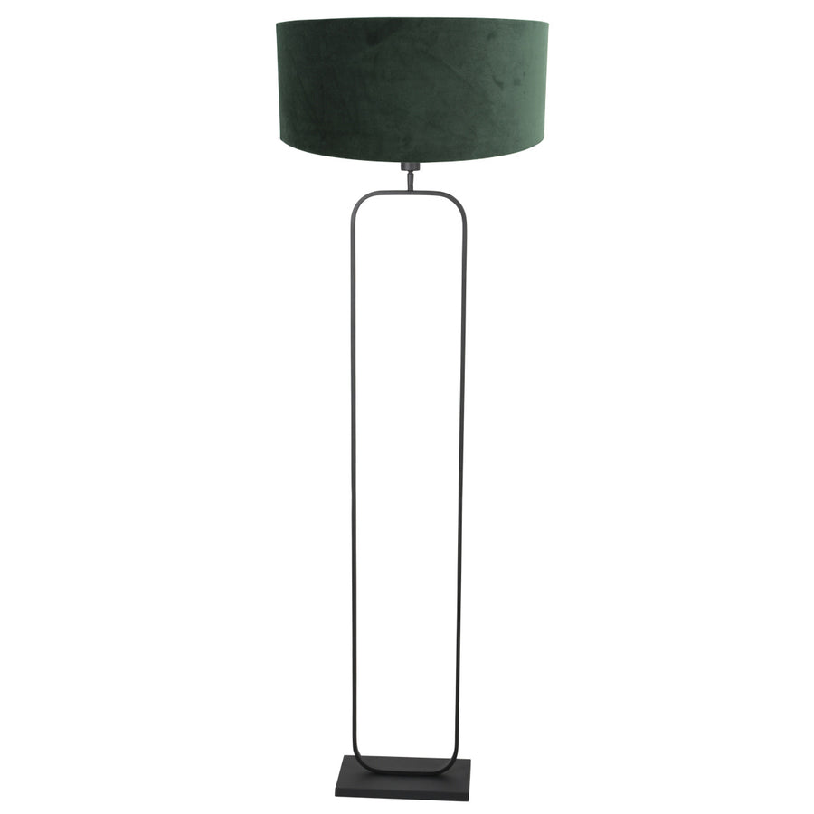Vloerlamp stang 4824zw - zwart armatuur met groene velours kap