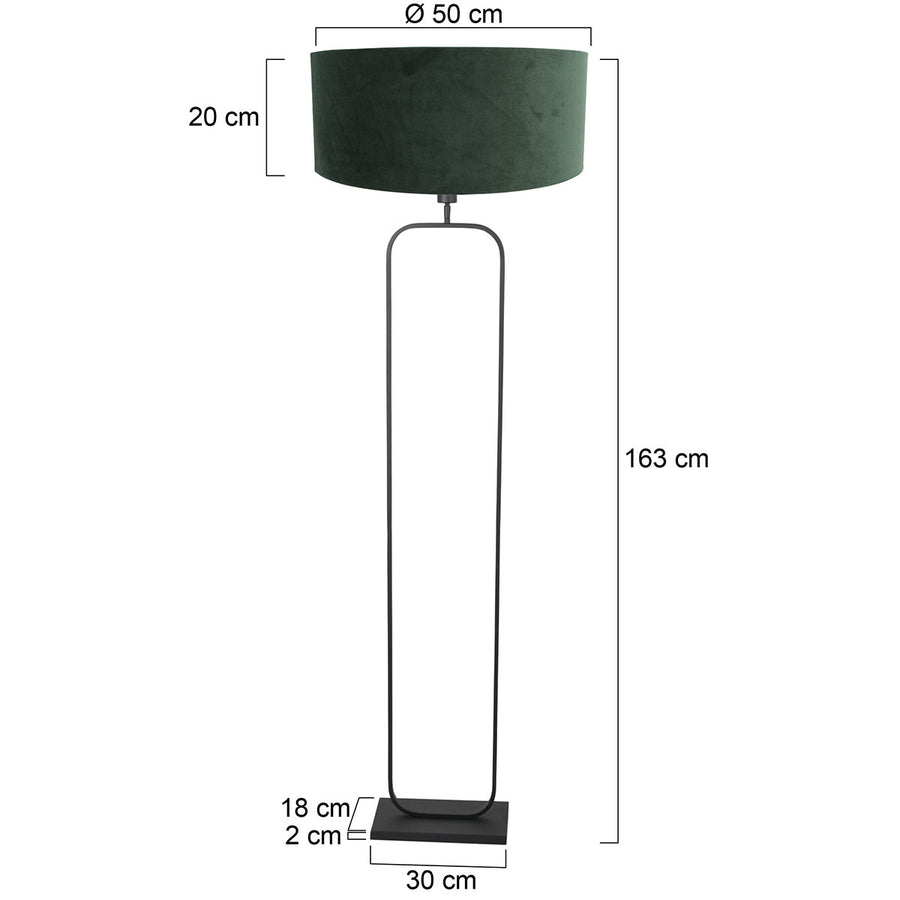Vloerlamp stang 4824zw - zwart armatuur met groene velours kap