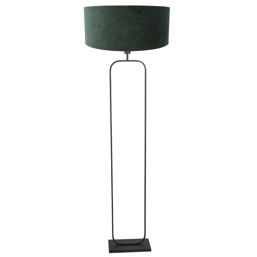 Vloerlamp stang 4824zw - zwart armatuur met groene velours kap