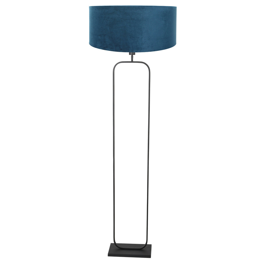Vloerlamp stang 4825zw - zwart armatuur met blauwe velours kap
