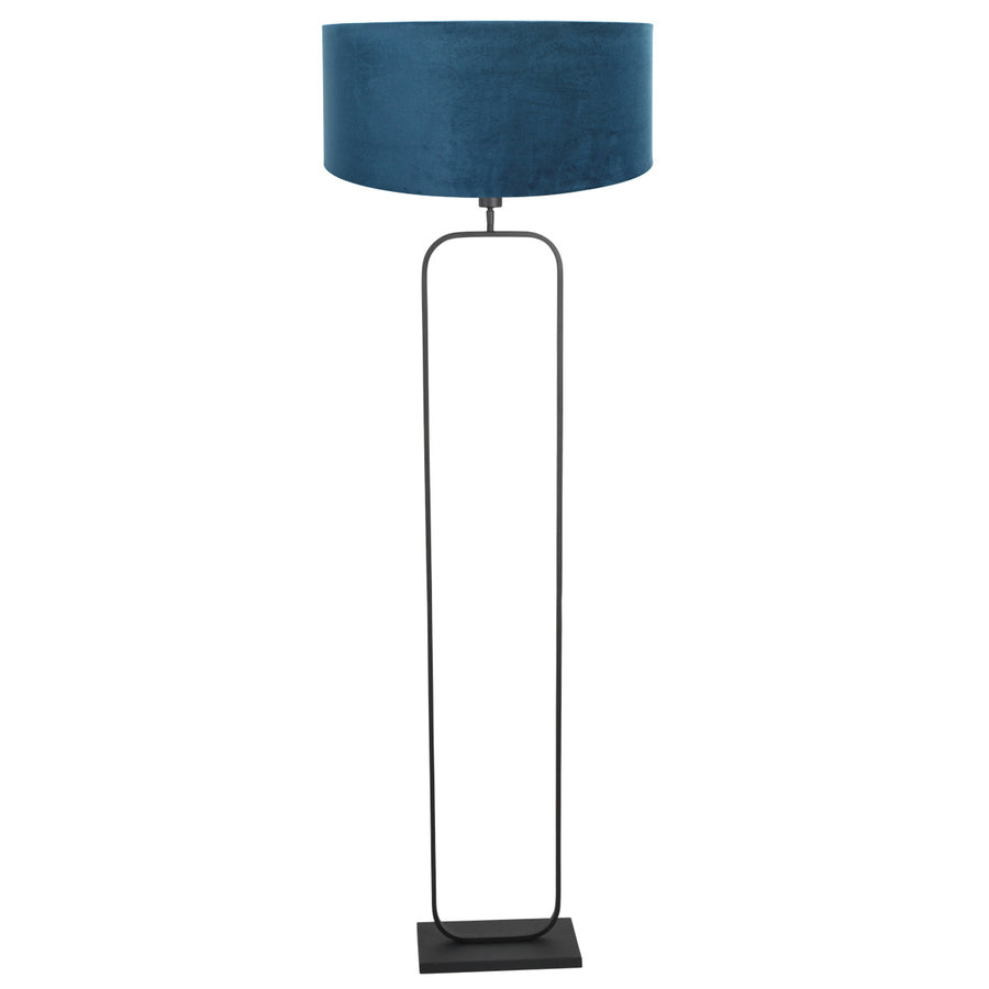 Vloerlamp stang 4825zw - zwart armatuur met blauwe velours kap