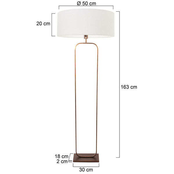 Vloerlamp stang 4829br - brons armatuur met wit linnen kap