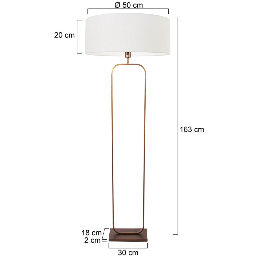 Vloerlamp stang 4829br - brons armatuur met wit linnen kap
