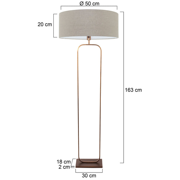 Vloerlamp stang 4830br - brons armatuur met grijs linnen kap