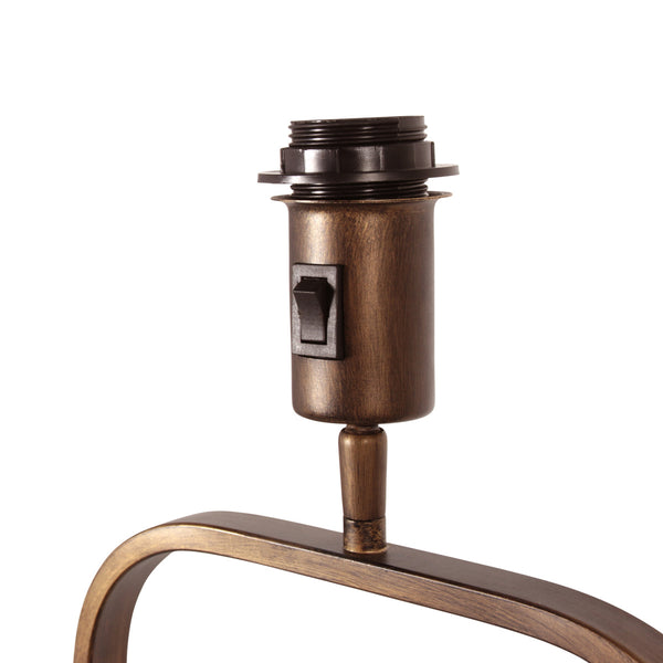 Vloerlamp stang 4830br - brons armatuur met grijs linnen kap