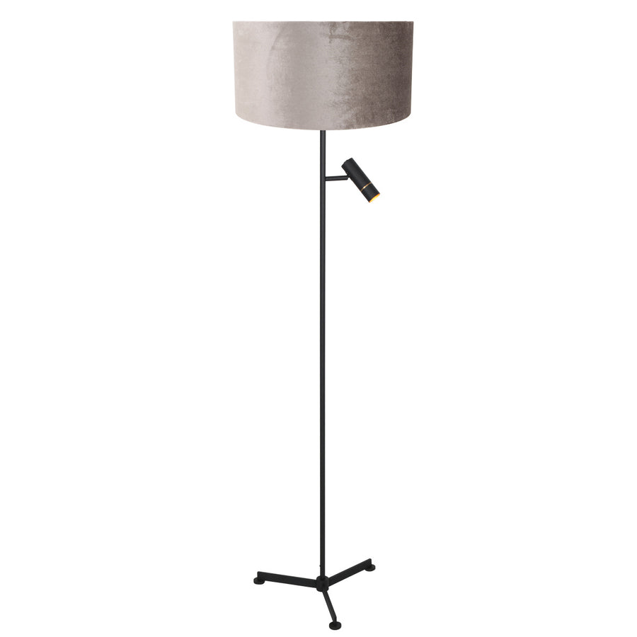 Vloerlamp stang 4834zw met leeslicht en grijze velours kap