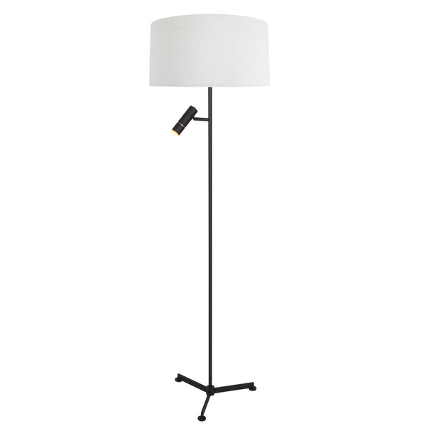 Vloerlamp stang 4836zw met leeslicht en witte kap
