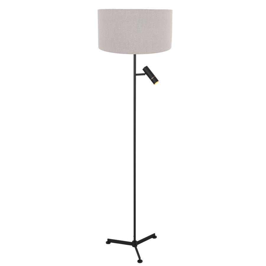Vloerlamp stang 4837zw met leeslicht en grijze kap