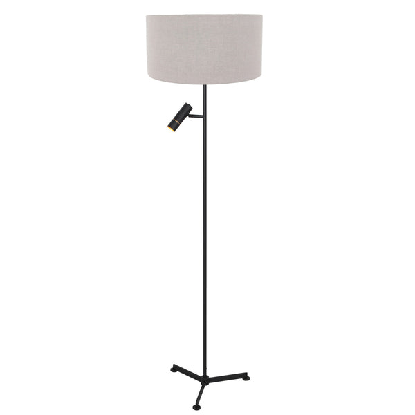 Vloerlamp stang 4837zw met leeslicht en grijze kap