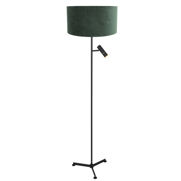 Vloerlamp stang 4838zw met leeslicht en groene velours kap