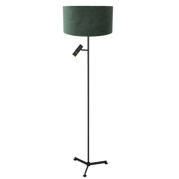 Vloerlamp stang 4838zw met leeslicht en groene velours kap