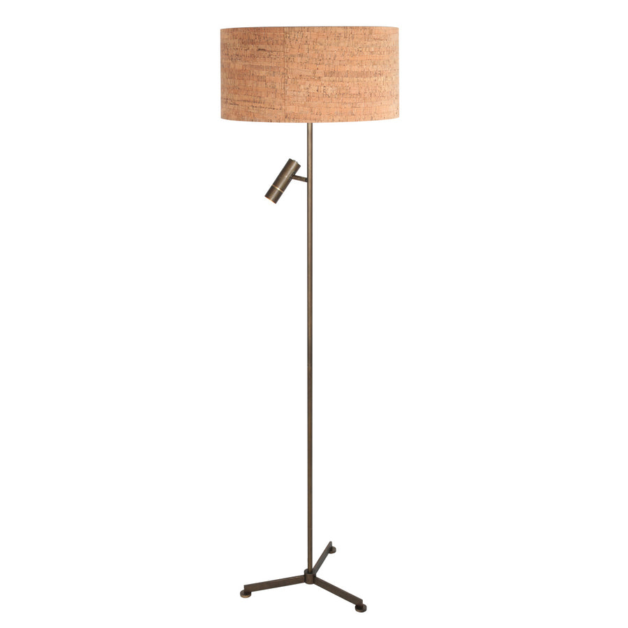 Vloerlamp stang 4841br met leeslicht en beige kurk kap