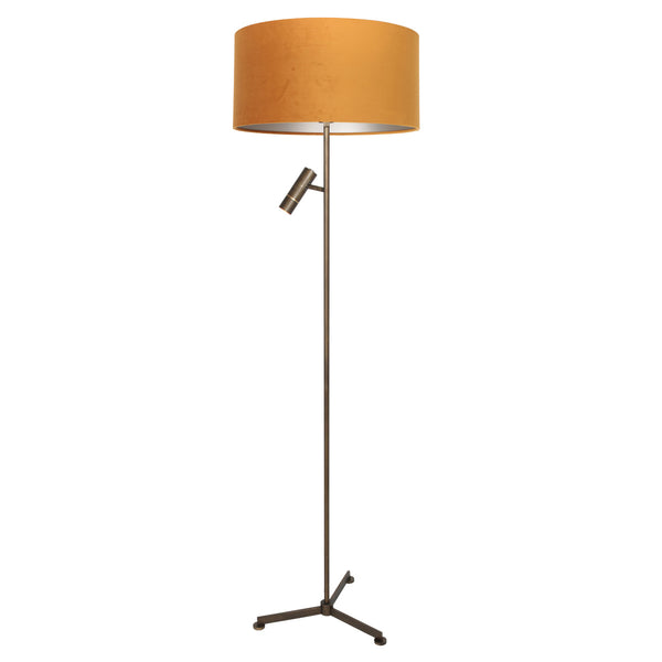 Vloerlamp stang 4842br met leeslicht en gouden velours kap
