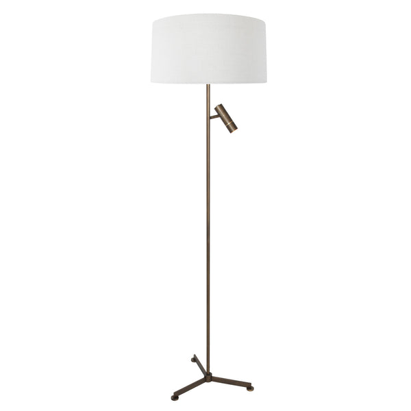 Vloerlamp stang 4843br met leeslicht en witte kap