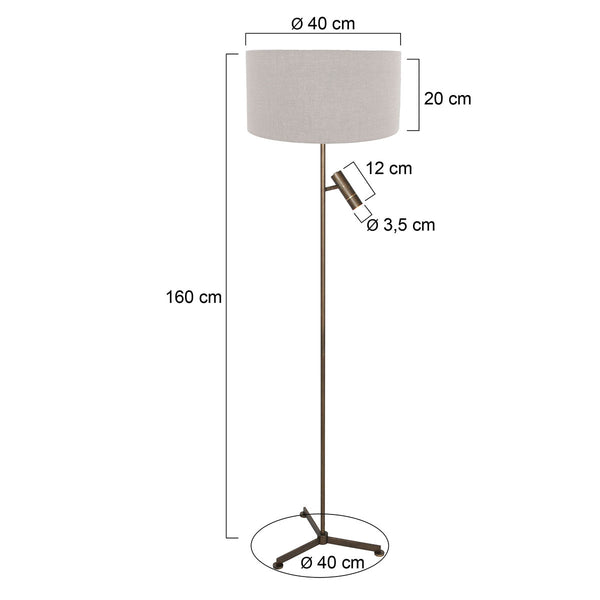 Vloerlamp stang 4844br met leeslicht en grijze kap