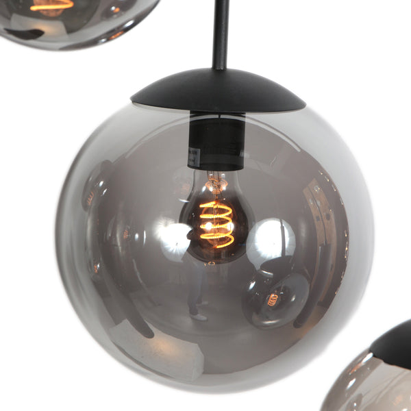 Zwarte hanglamp bollique 4846zw, 9-lichts design voor eettafel