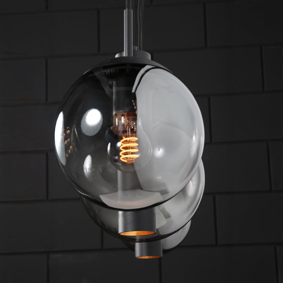 Zwarte hanglamp bollique 4847zw, 5-lichts voor eettafel