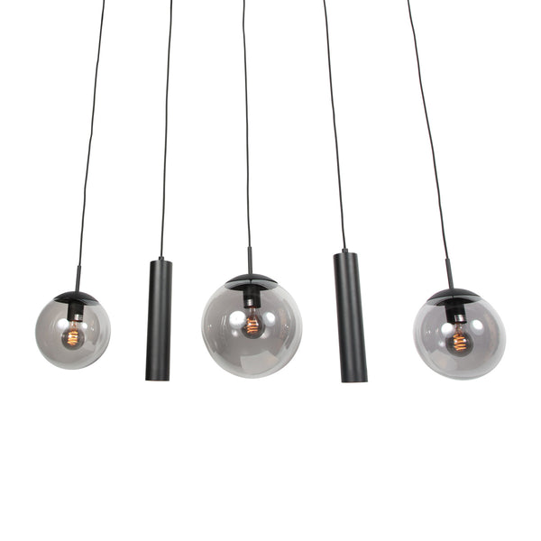Zwarte hanglamp bollique 4847zw, 5-lichts voor eettafel
