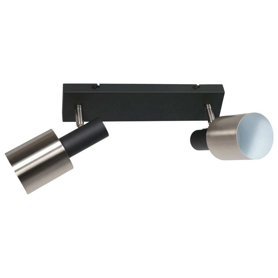 Plafondlamp fjorgard 4849zw - 2-lichts spot in zwart met metaal