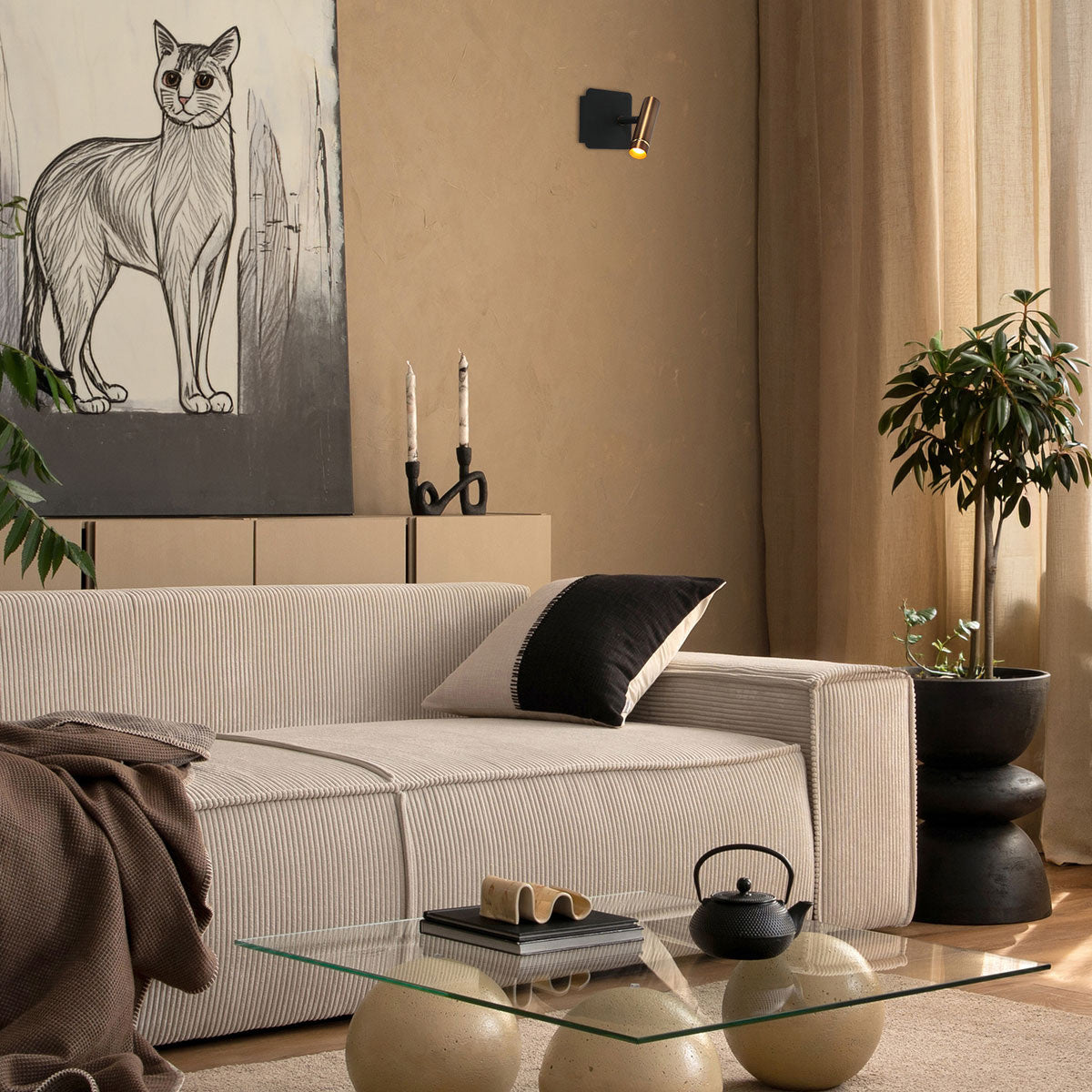 Wandspot lumo 4850br - verstelbare bronzen wandlamp voor sfeer