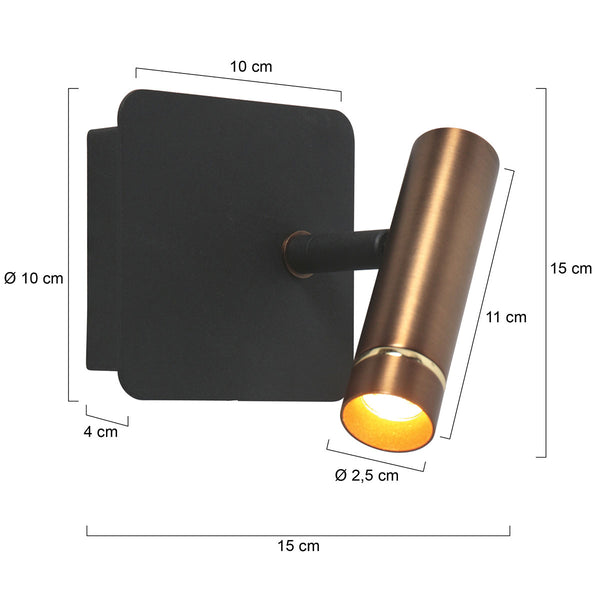 Wandspot lumo 4850br - verstelbare bronzen wandlamp voor sfeer
