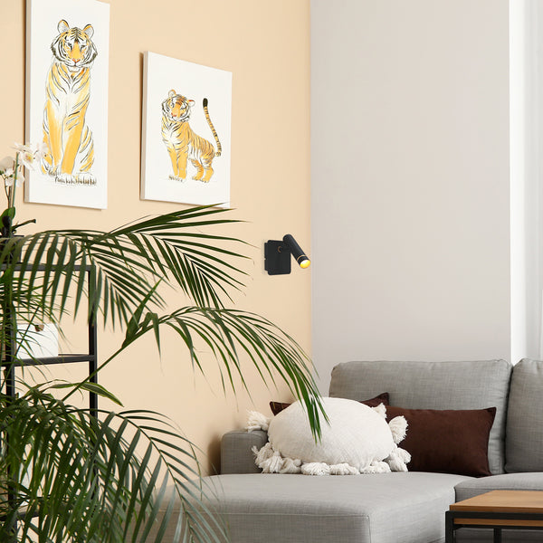 Wandspot lumo 4850zw - moderne verstelbare zwarte wandlamp