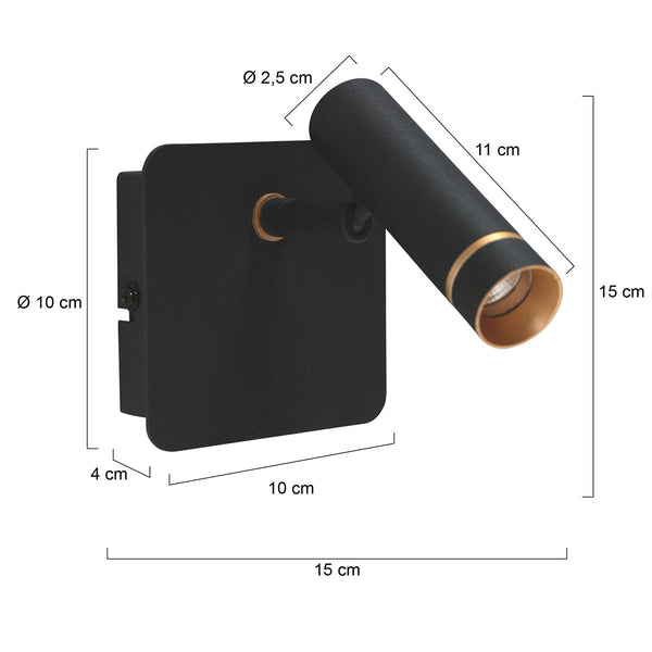 Wandspot lumo 4850zw - moderne verstelbare zwarte wandlamp