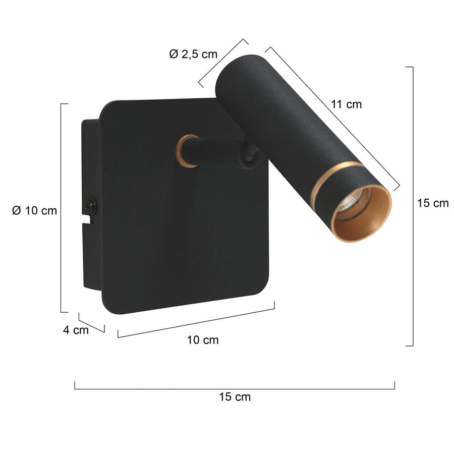 Wandspot lumo 4850zw - moderne verstelbare zwarte wandlamp