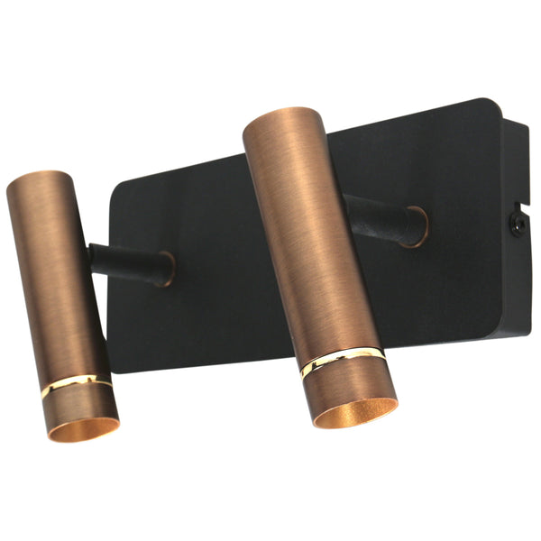 Wandlamp lumo 4851br - 2 lichts spot met warme bronzen accenten