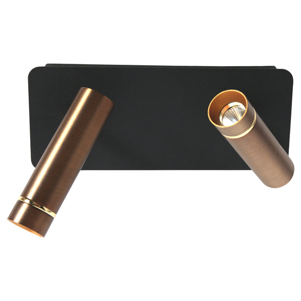 Wandlamp lumo 4851br - 2 lichts spot met warme bronzen accenten