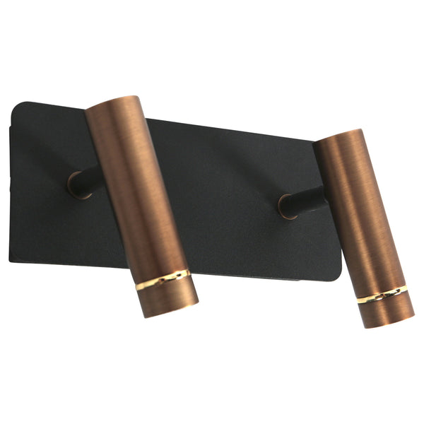 Wandlamp lumo 4851br - 2 lichts spot met warme bronzen accenten