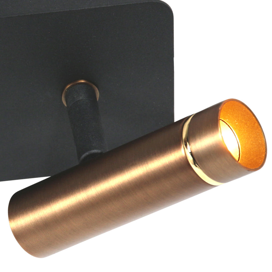 Wandlamp lumo 4851br - 2 lichts spot met warme bronzen accenten