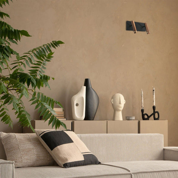 Wandlamp lumo 4851br - 2 lichts spot met warme bronzen accenten