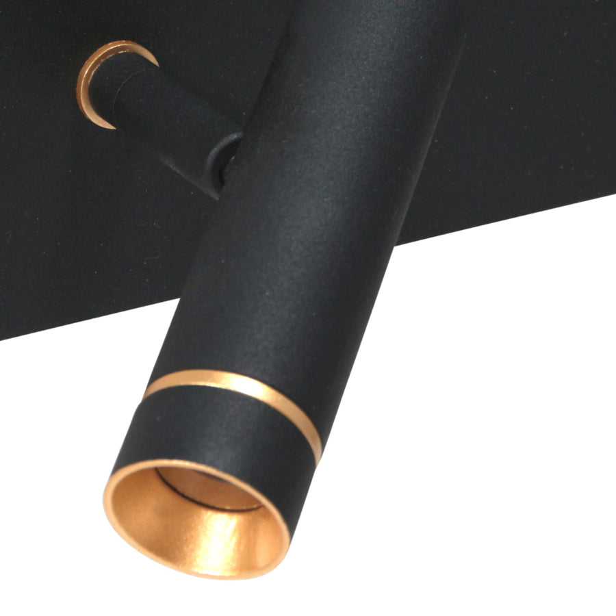 Wandlamp lumo 4851zw - 2 lichts zwarte wandspot met subtiel goudaccent