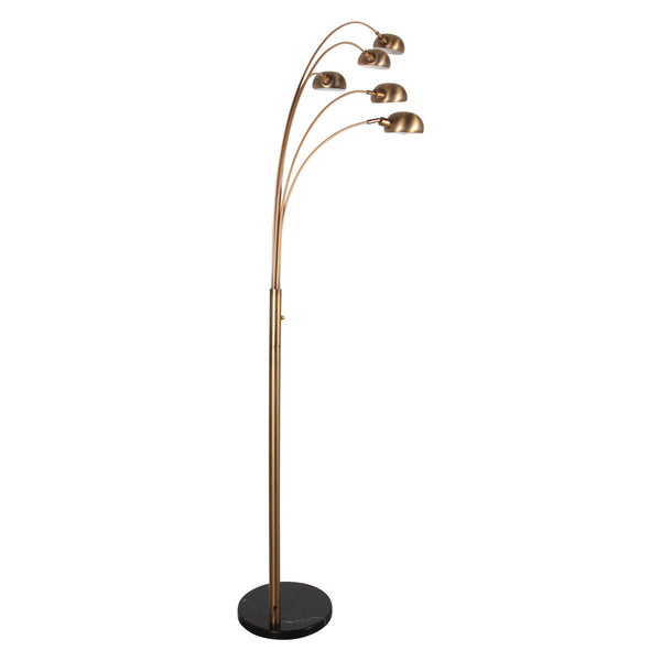 Bronzen vloerlamp pentra 4855br, 5-lichts met marmeren voet
