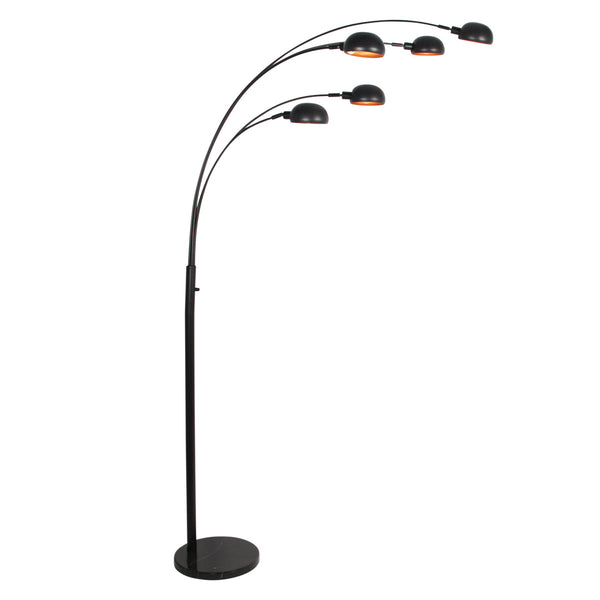 Zwarte vloerlamp pentra 4855zw, 5-lichts met marmeren voet