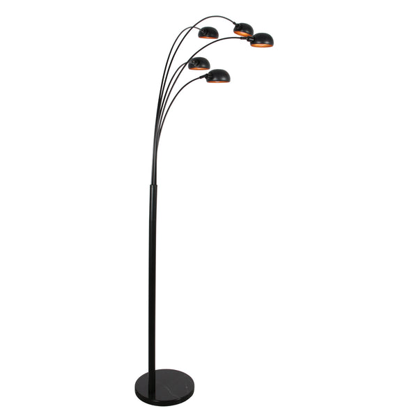 Zwarte vloerlamp pentra 4855zw, 5-lichts met marmeren voet