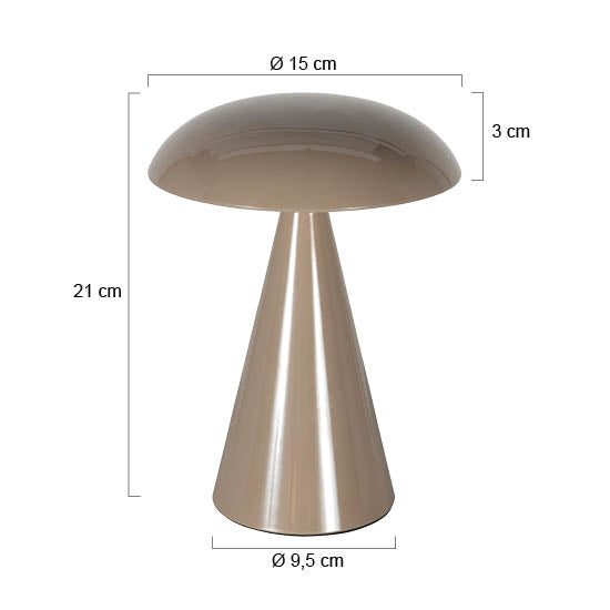 Tafellamp mush 4856b - bruine oplaadbare sfeerlamp met glans