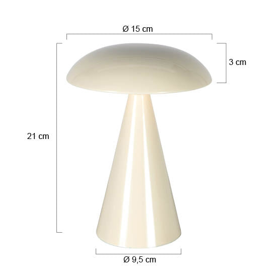 Tafellamp mush 4856cr - sfeervolle accu lamp in glanzend crème