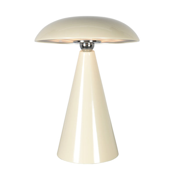 Tafellamp mush 4856cr - sfeervolle accu lamp in glanzend crème
