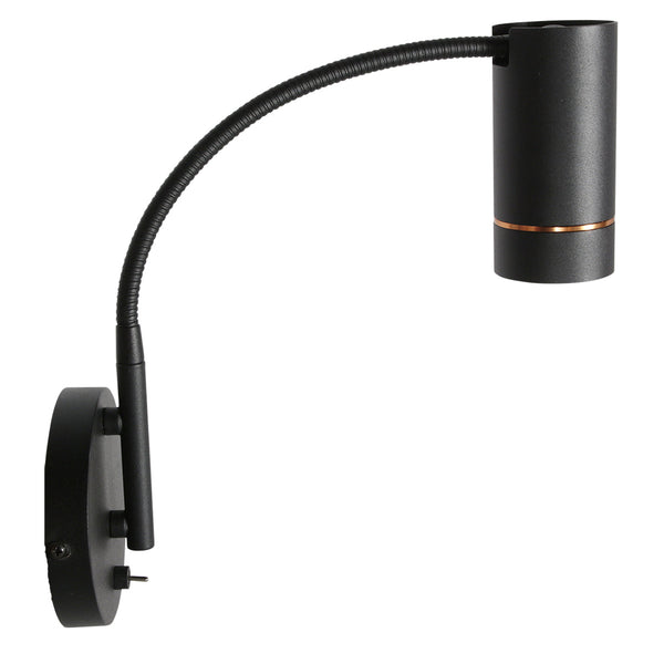 Zwarte wandlamp downlume 4857zw, flexibel gu10 spot design