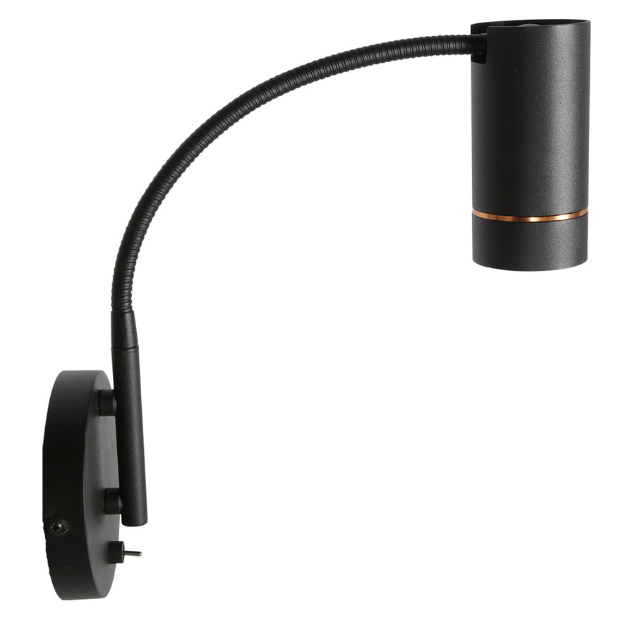 Zwarte wandlamp downlume 4857zw, flexibel gu10 spot design