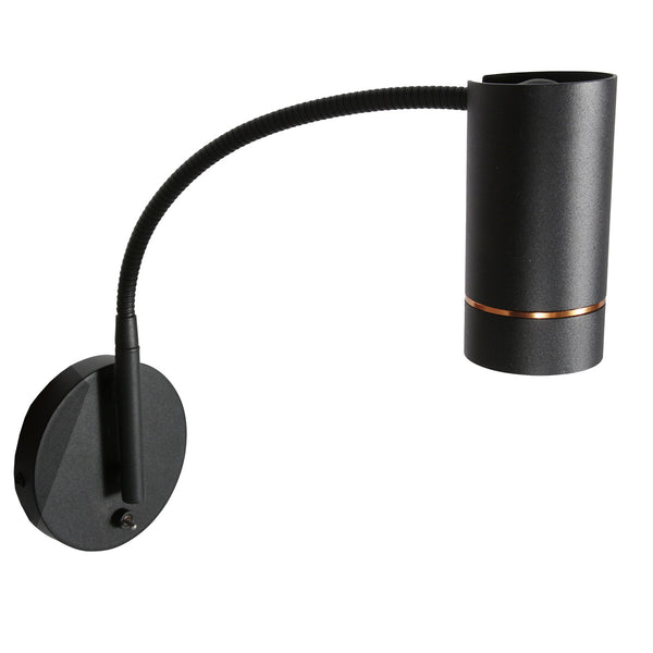 Zwarte wandlamp downlume 4857zw, flexibel gu10 spot design