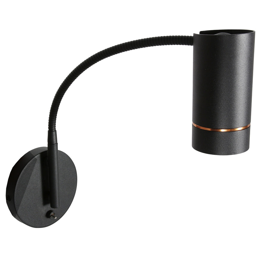 Zwarte wandlamp downlume 4857zw, flexibel gu10 spot design