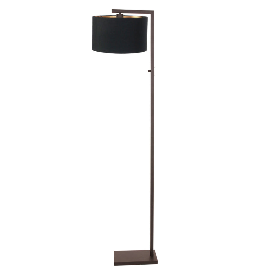 Cacao vloerlamp stang 4875ca met schakelaar en zwarte linnen kap